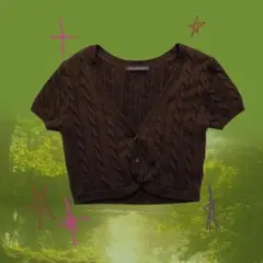 Brandy Melville ニット 半袖カーディガン ブラウン 森ガールのサムネイル