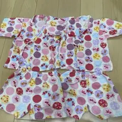 金魚　花柄　水玉模様 女の子用　甚平セット 90cm 2点セット