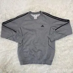 00s 刺繍スウェット　万国旗タグ　adidas グレー トレーナー Mサイズ