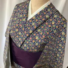 1121-5反物　格子に花柄