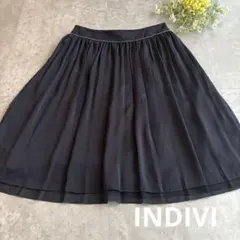 【極美品】INDIVI インディヴィ ビジュー付きスカート 05/XXSのサムネイル