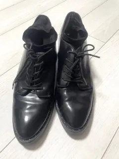ZARA靴黒 レザー レースアップシューズ 中ヒール