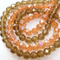 bn201/ガラスビーズ◇多面カット　カラーmix　2連