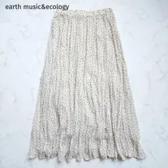 アースミュージック&エコロジー ロングスカート ウエストゴム ドット柄 しわ加工