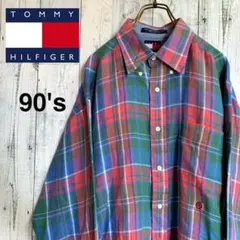 90's トミーヒルフィガー チェック長袖シャツ クリーニング済み