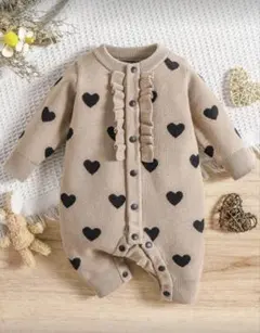 値下げ！シーイン　ベビー　ニット　ハート柄ロンパース　フリル　長袖プルオーバー
