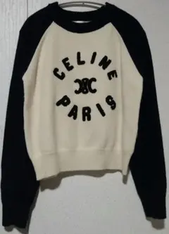 ロゴニットセーター アイボリー/ネイビー