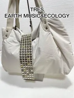 TRES × earth トートバッグ スタッズ 星 ナイロン レザー ベージュ 