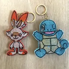 ポケモン ヒバニー ゼニガメ ラインストーン キーホルダー 2点