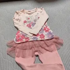 花柄長袖カットソー＆フリル付きズボン
