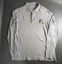 PAPAS+ グレー Lサイズ 長袖ポロシャツ パパス