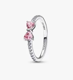 美品 PANDORA Sparkling Pink Bow Ring