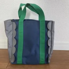 LUDLOW スカラップデザイン トートバッグ ネイビー グレー　ラドローのサムネイル