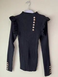 セーター　フリルトリム　リブニット