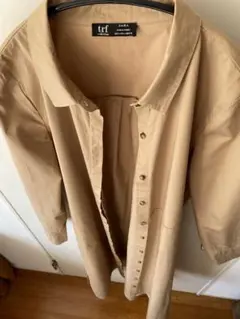 ZARA trf ベージュ 長袖シャツワンピース