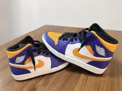 美品 ナイキ エアジョーダン1 MID レイカーズ 24.5cm