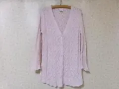 103704 ジェラートピケ　ロングカーディガン　ピンク　F