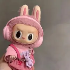 박제 인형 헤드폰 핑크 LABUBU 사랑