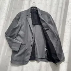 【大きめサイズ】GU テーラードジャケット ストレッチ 洗える グレー XL