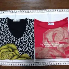 BA-TSU ゴールド花模様 Tシャツ＆ 黄色花模様豹柄 カットソーのサムネイル