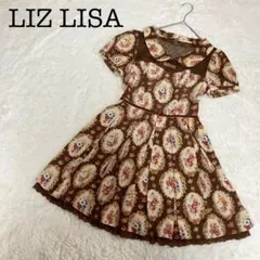 LIZ LISA リズリサ ワンピース 花柄 ブラウン 半袖 フリル ガーリーのサムネイル