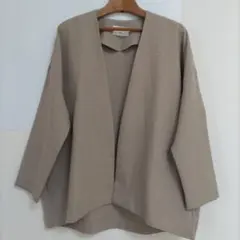 Samansa Mos2 blue ノーカラーシャツジャケット ベージュ フリー