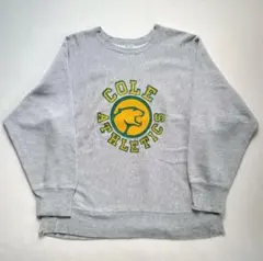 Champion 70s リバースウィーブ 単色タグ グレー プリント 古着