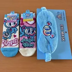 エンジェルブルー 靴下＆アイマスク 刺繍 クリーム系のサムネイル