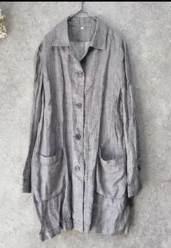 MUJI リネンコート【L】 シャツコート 麻100% 羽織 春