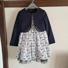 フォーマルドレス ネイビーとホワイト花柄　120cm