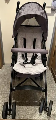 [美品]アイリスプラザ 折り畳みバギー 軽量 ハイシート 大型タイヤ グレー