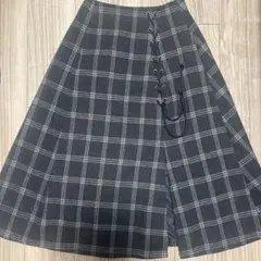 CECIL McBEE ウール混 チェック ロングフレアスカー トSサイズのサムネイル