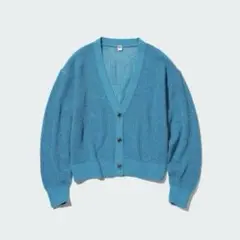ユニクロ メッシュショートカーディガン 長袖 ブルー レディース