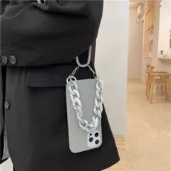 秋のお出かけにぴったり✨肩掛けiPhoneケース ショルダー  グレー