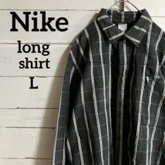 【Nike】ナイキボタンダウン長袖チェック柄シャツワンポイント刺繍ロゴ