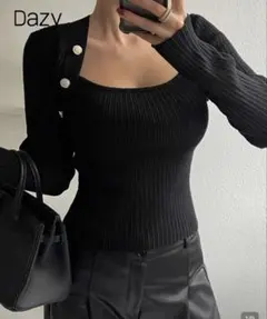 SHEIN ニットトップス ブラック Mサイズ