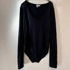 gaze Vネック　長袖レオタード　ボディスーツ　シンプル　無地【M】