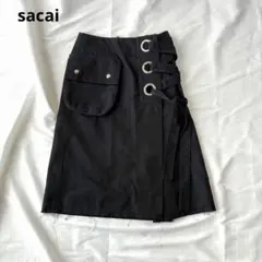 sacai スカート サイドレースアップ ネイビー デニム サイズ1 3570のサムネイル