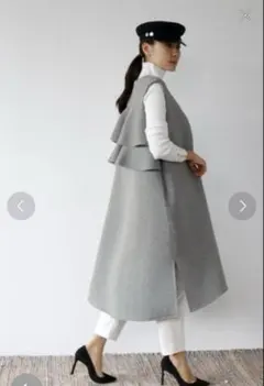 美品　ELFRANK フリル付　ベスト　ロングジレ　エルフランク