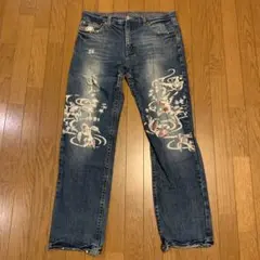 豊天商店 ダメージデニム 金魚柄 XLサイズ