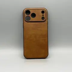 【iPhone17Promax】ブラウンレザー ヴィンテージ調 合皮