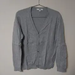 【値下げ】UNIQLO カーディガン 長袖 コットン 綿 グレー XL