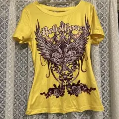 半袖 Tシャツ イエロー ラインストーン y2k ダンス ピチT