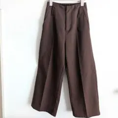 GRLグレイルワイドパンツダークブラウン 茶色センタープレス ワイドパンツ