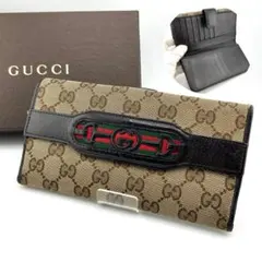 極美品 GUCCI シェリーライン シボレザー インターロッキング 長財布 