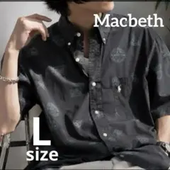 メンズ　半袖　シャツ 総柄　L ダークグリーンのサムネイル