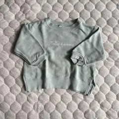 水色 刺繍入り クロップドトレーナー