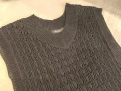 ミズイロインド　ベスト　コットン　ブラック　透かし編み　サマーニット