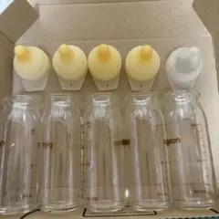 Pigeon ピジョン 哺乳瓶 5本セット ガラス100ml 直付け　乳首おまけ