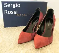 ★美品★セルジオロッシ パンプス スエード サイズ37 レッド バイカラー